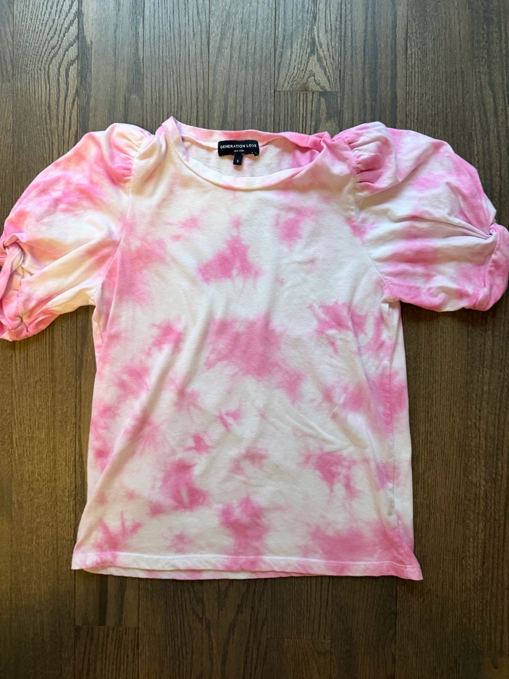 Generation Love Pink Tie-Dye Puff Sleeve Tee